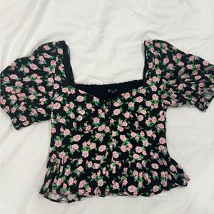 ZARA Floral Peplum Top